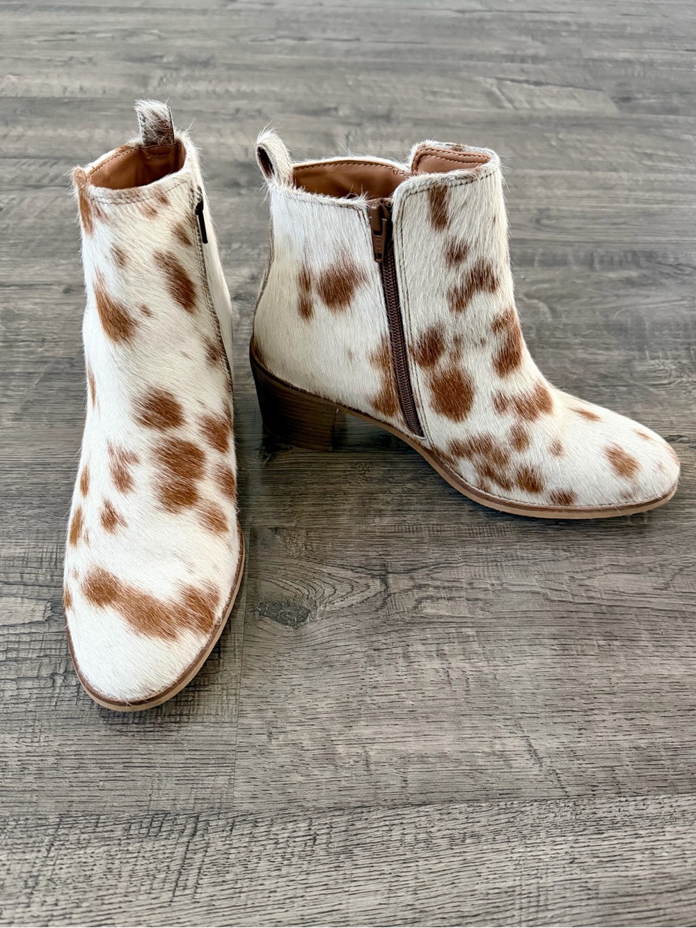 Myra Proton Hair On Cowhide Western Ankle Booties Womens Size 10 Brown White - Picture 7 of 11